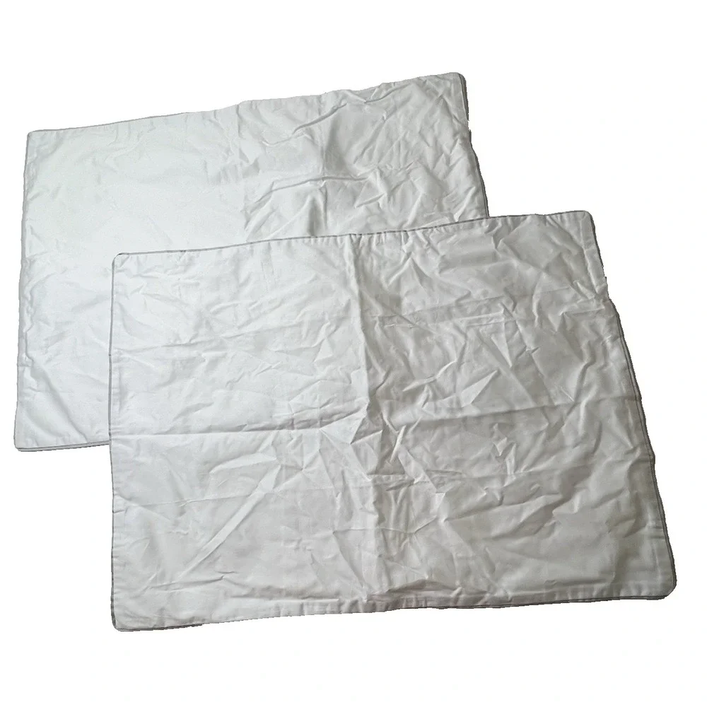 Nordstrom Organic Cotton White with Gray Trim Standard Pair of Shams 27